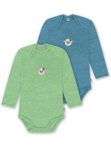 Normani Outdoor Sports Комплект из 2 детских боди с длинными рукавами из мериносовой шерсти, цвет Окленд, зелено-синий