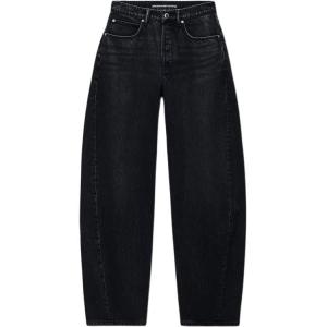 Джинсы из хлопка с отделкой стразами Alexander Wang, distressed серый