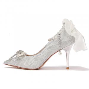 Коллекция "Белый Лунный Свет" Мечта Возлюбленной Узкие Каблуки Высокие Каблуки 8,5 см Женские TADSW, Серебристый-Коробка