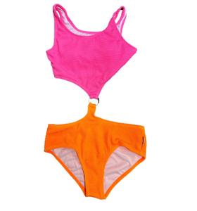 Слитный купальник Felicity Crinkle в цвете танкини, розовый, оранжевый LIMEAPPLE