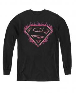 Детская толстовка с длинными рукавами "Фуксия Фламандские языки пламени" для мальчиков Superman, Black