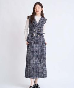 Узкая твидовая юбка Noela, цвет Navy