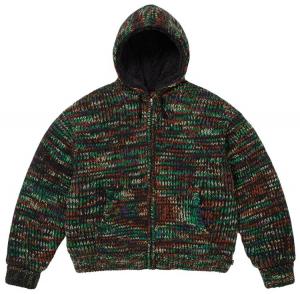 Свитер Supreme с капюшоном на молнии и подкладкой из искусственной овчины, зеленый