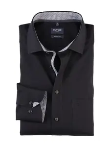 Деловая рубашка OLYMP "Luxor Modern Fit" с удлиненными рукавами, черный