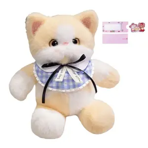 Мягкая игрушка кот молочный зов теплый слюнявчик милый кот кукла плюшевая кукла высота 46см AOLETU, желтый