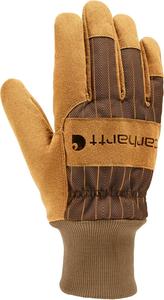 Carhartt женские утепленные перчатки из искусственной замши с трикотажными манжетами, Brown Rr Stripe