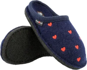 Шерстяные тапочки HAFLINGER Flair Valentine, унисекс, с дизайном в виде сердечек, синий