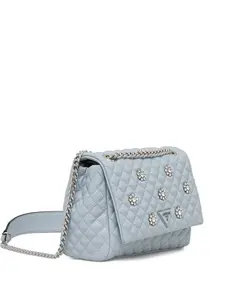 Мини-сумка Everlee с цветочной аппликацией и стеганым узором на плечо Guess Usa, синий