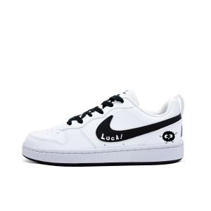 Nike Court Borough Lucky Coal Monster Synthetic Leather Abrasion Resistant Low top Skateboard Shoes Black White