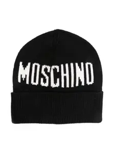 Шапка бини с логотипом Moschino Kids, черный