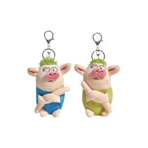 KUMAOYA Милый лохматый зеленый плюшевый поросенок подвеска высота 12см