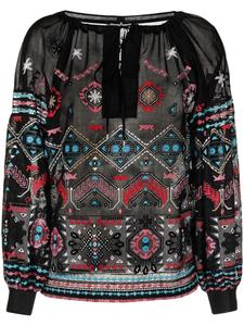 Блузка с длинными рукавами и вышивкой Ermanno Scervino, черный