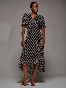 Платье миди с рукавами Abstract Angel Jolie Moi, Black Geo