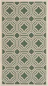 Ковер SAFAVIEH, 61 x 110 см, Washable Rug Outdoor Courtyard Collection - , темно-зеленый и бежевый, не линяет и легко чистится, идеально для патио, входной двери, прихожей, придверный ковер (CY6112-332)