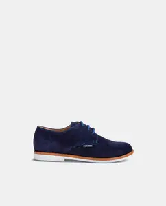 Замшевые туфли для мальчика на шнуровке с гладким верхом Pablosky, темно-синий