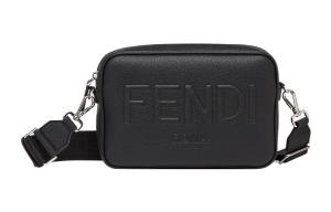 FENDI Кожаная мужская сумка через плечо для фотоаппарата черная