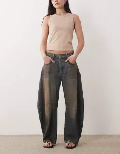 Синие джинсы-бочонки со средней посадкой Free People Good Luck