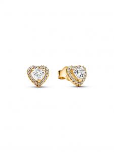 Серьги Pandora Sparkling Elevated Heart Stud Earrings, золото