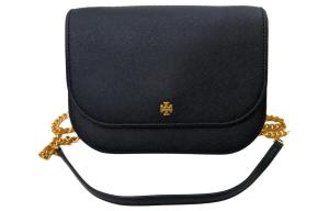 TORY BURCH Кожаная сумка через плечо, черная