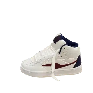 JimiXiong Женские мид-топ скейтборд кроссовки бело-бордовые, цвет White Burgundy