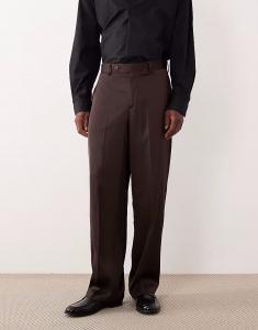 Элегантные брюки широкого кроя из темно-коричневого атласа Asos Design