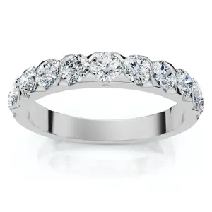 Кольцо на годовщину свадьбы с бриллиантами 0,85 карата, волнообразная оправа, 14-каратное золото или платина Pompeii2, 14K White Gold