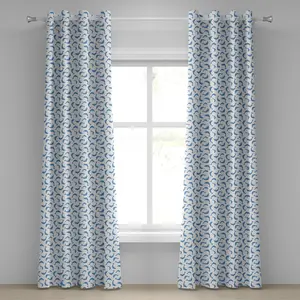 Штора на люверсах ABAKUHAUS Морские животные, рисунок с дельфинами, плывущими под водой, декоративные двухпанельные шторы, 280 см x 225 см, цвет: сине-белый Abakuhaus