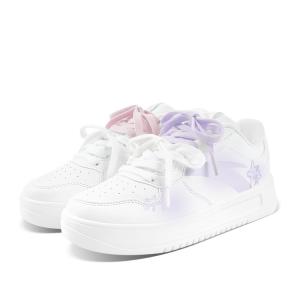 ANTA Relaxed Slip Resistant, Abrasion Resistant, Lightweight Low top Skateboard Shoes Unisex Purple Pink Mismatched