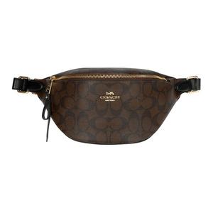 COACH Кожаная сумка-слинг из прорезиненного полотна поясная наплечная кроссбоди унисекс большая коричневая