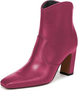 Женские ботильоны XYD с высокой квадратной подошвой, наклонным каблуком, закрытым носком и боковой молнией, офисные, для зимы, Magenta