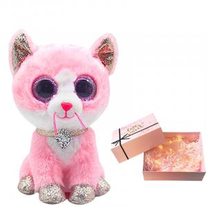 Плюшевая кукла Xiao Na Diamond Powder Cat высотой 22см/15см Ty