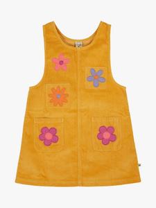 Детское платье-сарафан Ginny из вельвета Frugi, Gold/Flowers