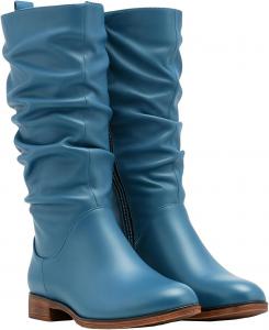 Женские сапоги MOOMMO средней длины, замшевые, с мягким голенищем, плоским каблуком, высокие сапоги на широкую икру, боковая молния, зимние сапоги, круглый носок, плоские, ретро, милые, удобные, повседневные, зимние, размеры 4-13 M US, Matte Teal