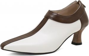 Туфли-ботильоны на невысоком каблуке Alyaafifa для женщин с закрытым заостренным носком, 5 см, ботильоны на щиколотке с молнией, двухцветная матовая кожа, винтажные, для офиса, работы, вечеринок, мероприятий и выпускных, White