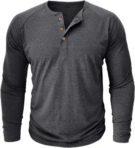 Мужская повседневная футболка с длинным рукавом классического сплошного цвета