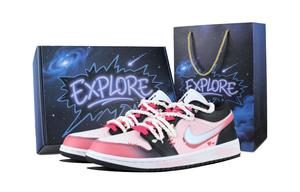 Jordan Баскетбольные кроссовки Air 1 Sweet Wild Fantasy Low, винтажные, унисекс, розовые, черные