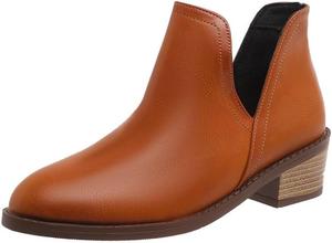 Женские ботильоны с вырезами, на низком массивном каблуке, с заостренным носком, слипоны ZJWBB, Yellow