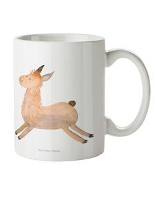 Детская кружка с изображением прыгающей ламы, без слов, белого цвета Mr. & Mrs. Panda