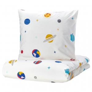 Комплект детского постельного белья Ikea Aftonsparv, 2 предмета, 140х200/80х80 см, белый/мультиколор
