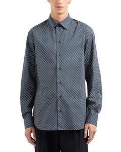 Рубашка с геометрическим узором и застежкой на пуговицы, прямоугольная, стрейч, стандартный крой Emporio Armani, синий