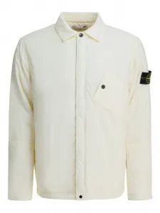 Рубашка-оверсор из плотной ткани с накладным карманом Stone Island, белый