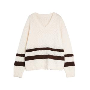 ELLE Свитер женский Ecru с V-образным вырезом утолщенный Others