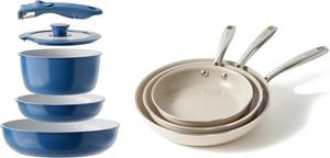 Набор кастрюль и сковородок Redchef Ceramic Pots and Pans Set Antiprigar с антипригарным покрытием, 6 шт, синий