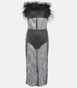 Платье миди с отделкой из перьев Giuseppe di Morabito, черный