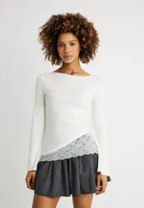 Детальный топ с вырезом-лодочкой и длинными рукавами Gina Tricot, Off-White