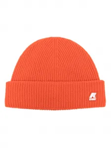 Шерстяная шапка бини с нашивкой-логотипом K-Way, оранжевый