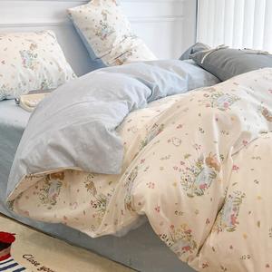 MUJI Комплект постельного белья на 1,8 м кровать, 4 предмета: пододеяльник 200*230 см, простыня, 2 наволочки, 100 г, Tutu's Garden Party
