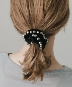 Бархатная резинка для волос с металлическим шариком Smelly, цвет Black And Other Colors