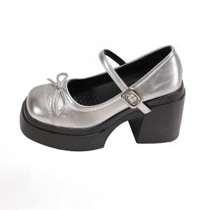 Туфли Мэри Джейн на массивном каблуке для женщин Yue Elsa, Silver