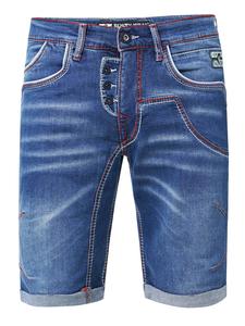 Rusty Neal Джинсовые шорты "RUBEN" с контрастным швом и расстегнутой планкой на пуговицах, синего цвета